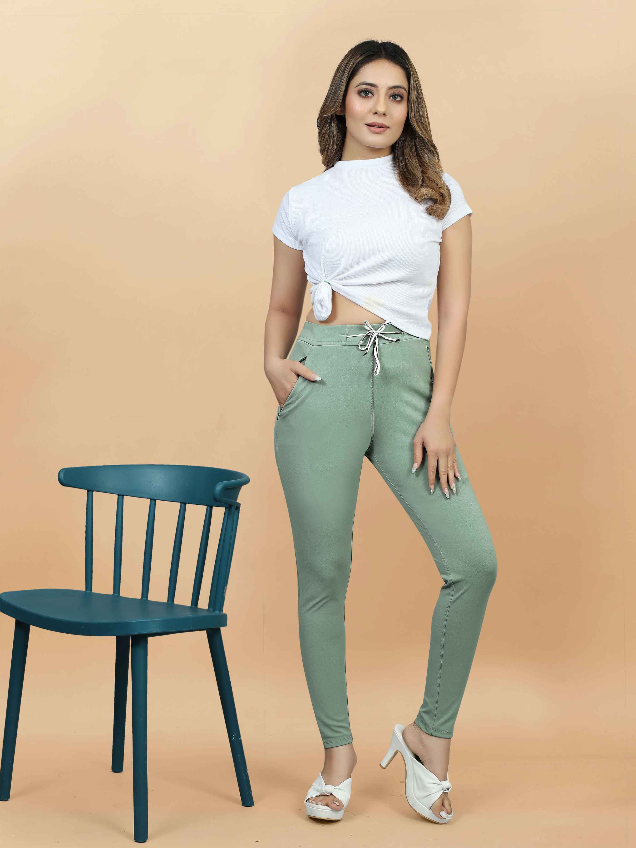 Stylish Casual Wear Women's Lycra green Jeggings with Front Pocket - Versatile and comfortable green jeggings for everyday wear. Shop now at Rheycart.com