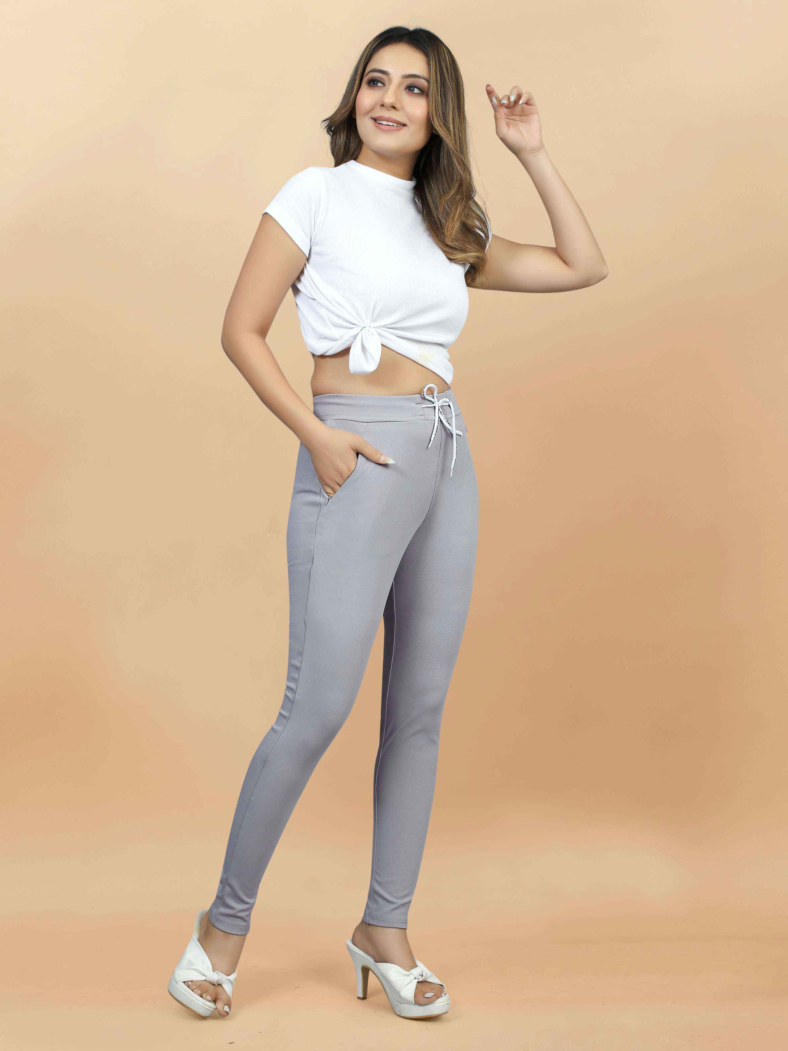 Embrace Fashion Forward Style with Our Chic Casual Wear Women's Lycra Grey Jeggings featuring Front Pocket Enhance your everyday ensemble with these adaptable and cozy grey jeggings. Suitable for every event, these jeggings harmonize fashion with practicality seamlessly. Explore more at Rheycart.com.