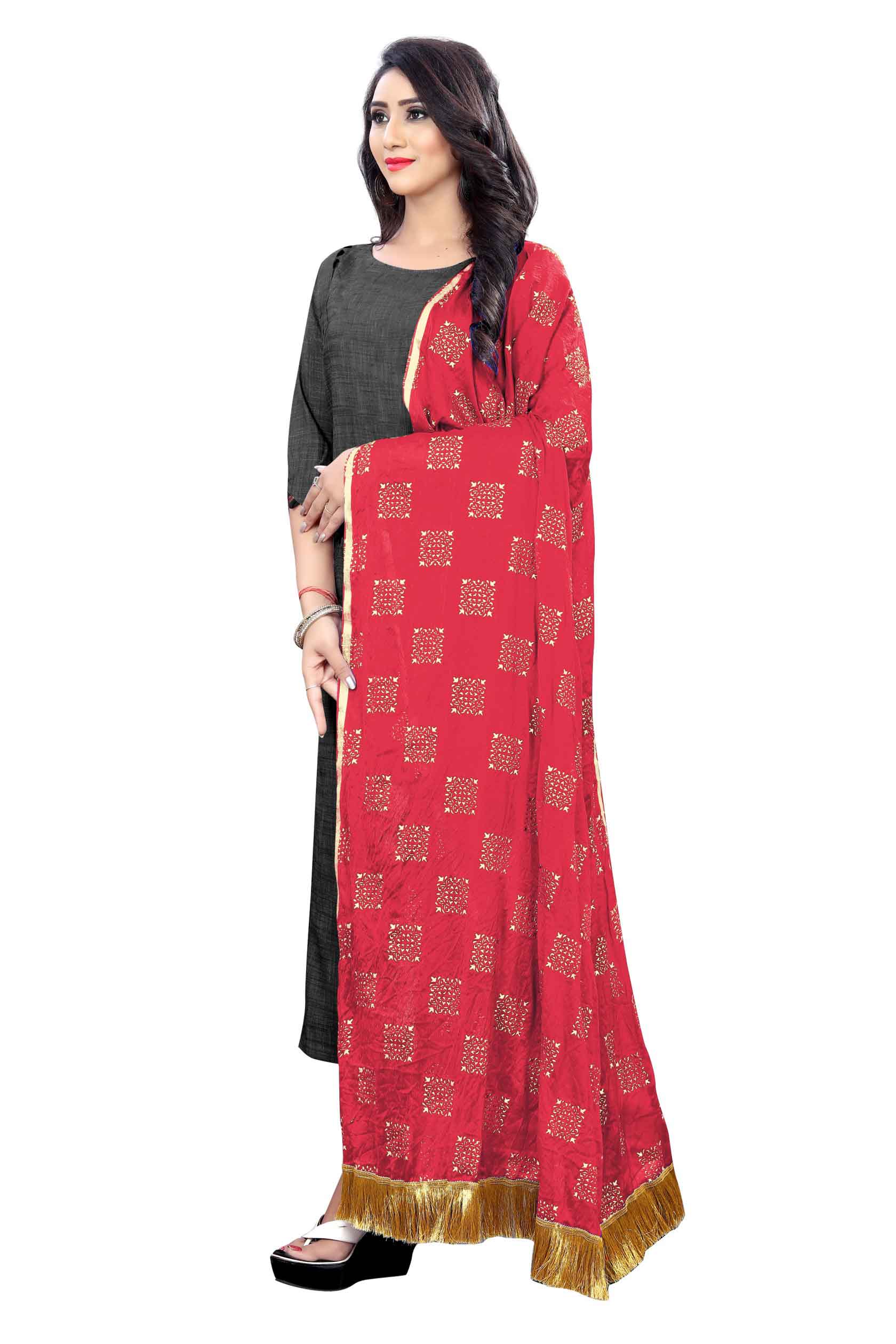 Women's Fancy Printed Dupatta (Red)