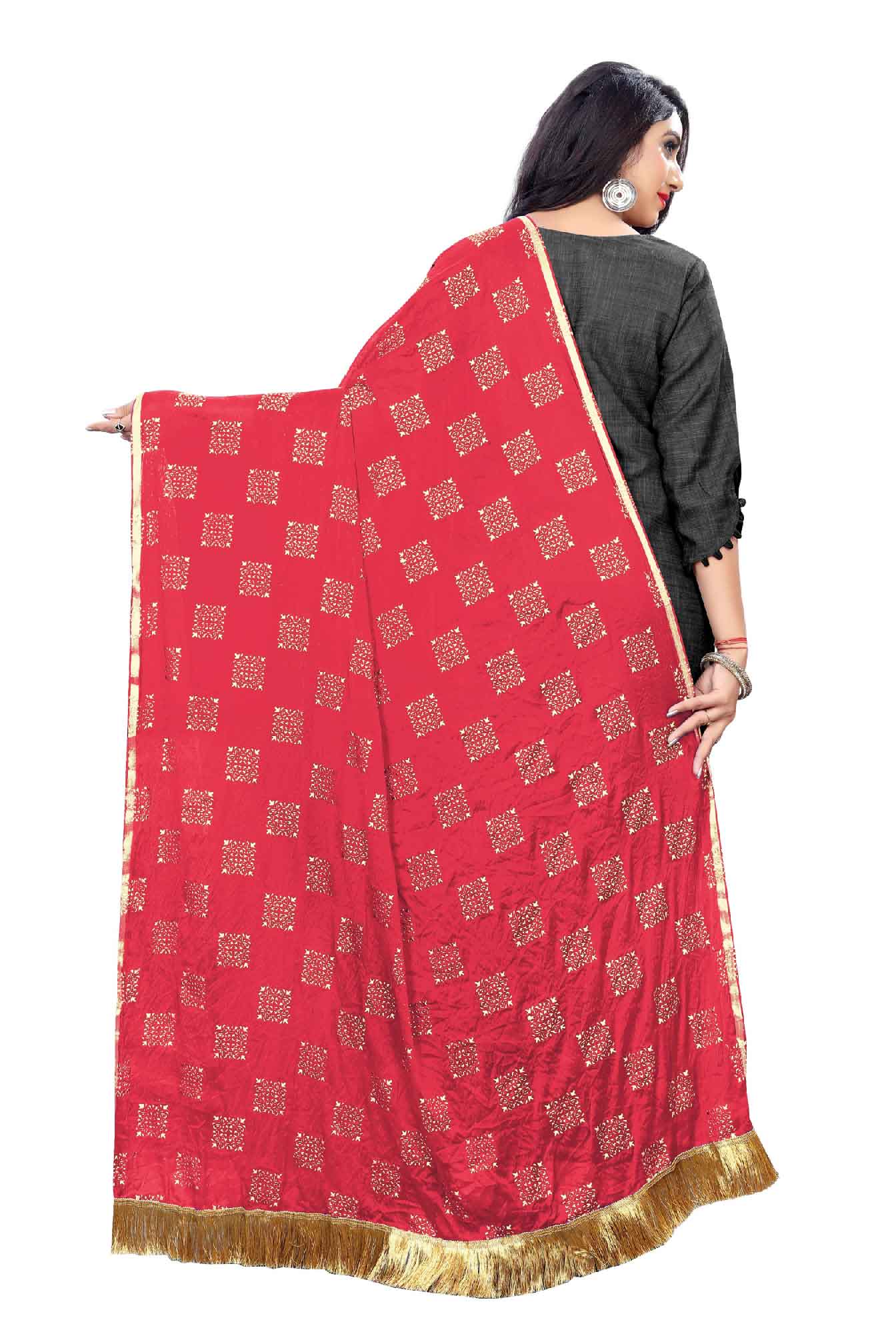 Women's Fancy Printed Dupatta (Red)