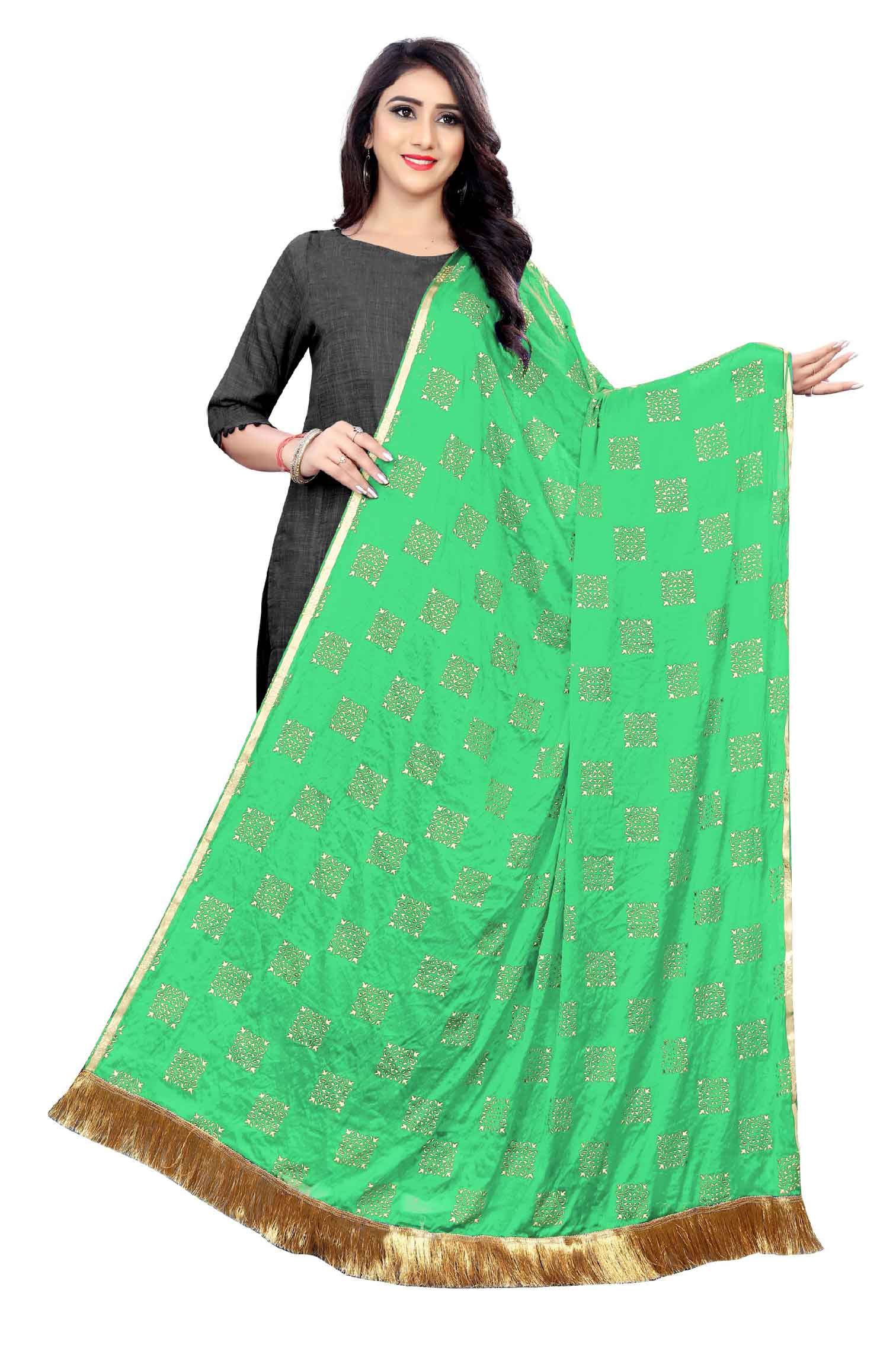 Women's Fancy Chiffon Printed Dupatta (Green)