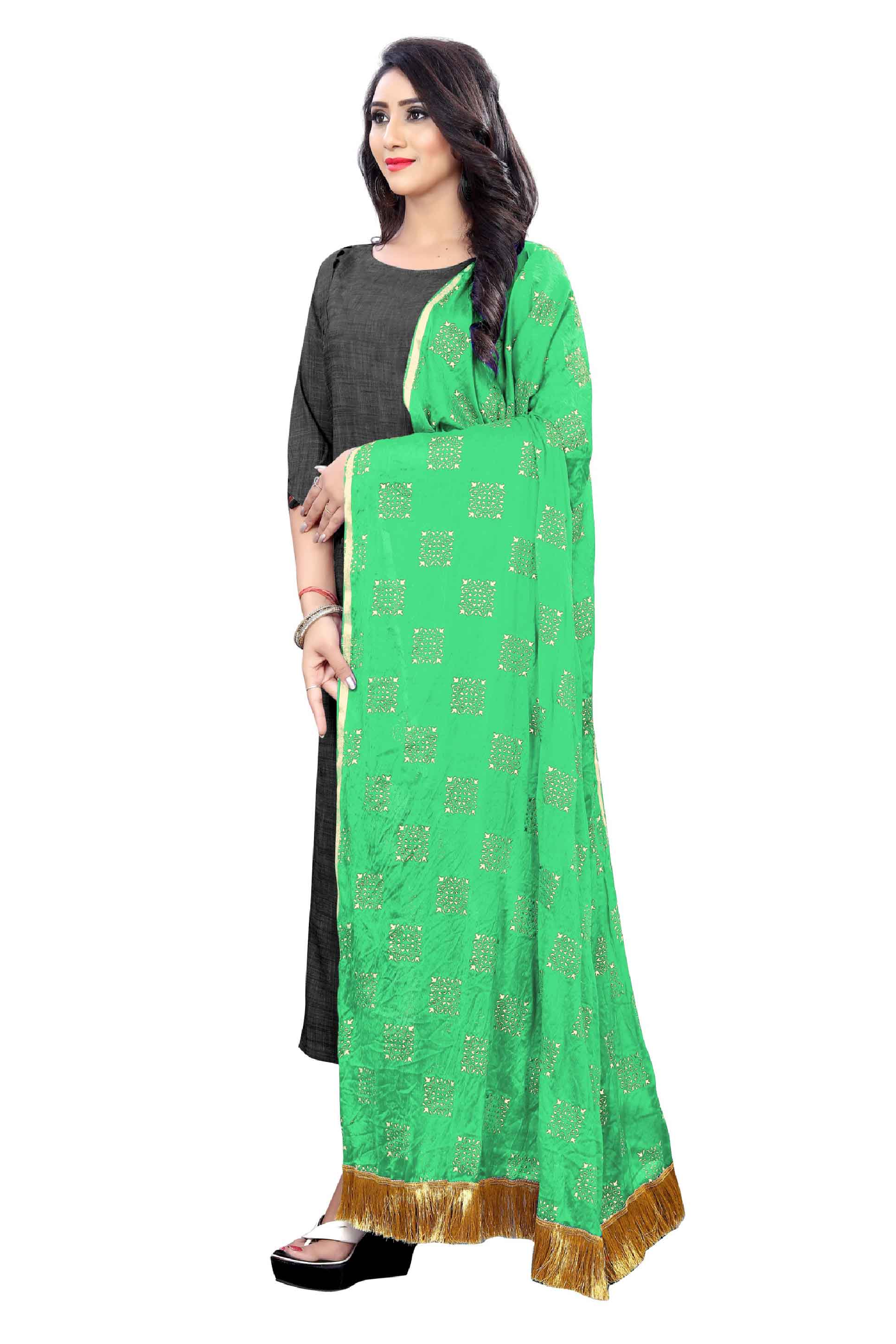 Women's Fancy Chiffon Printed Dupatta (Green)