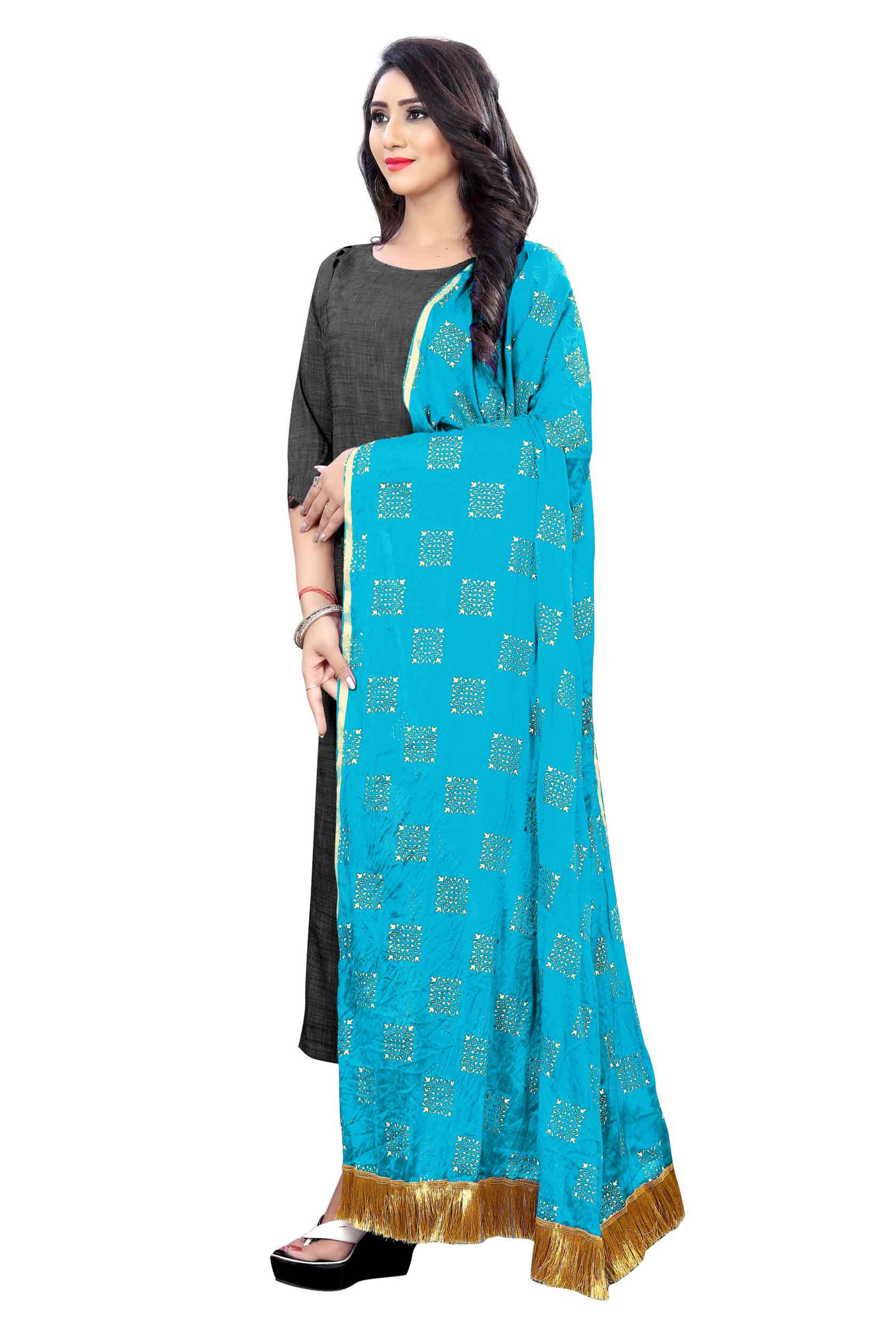 Women's Fancy Chiffon Printed Dupatta (Sky Blue)