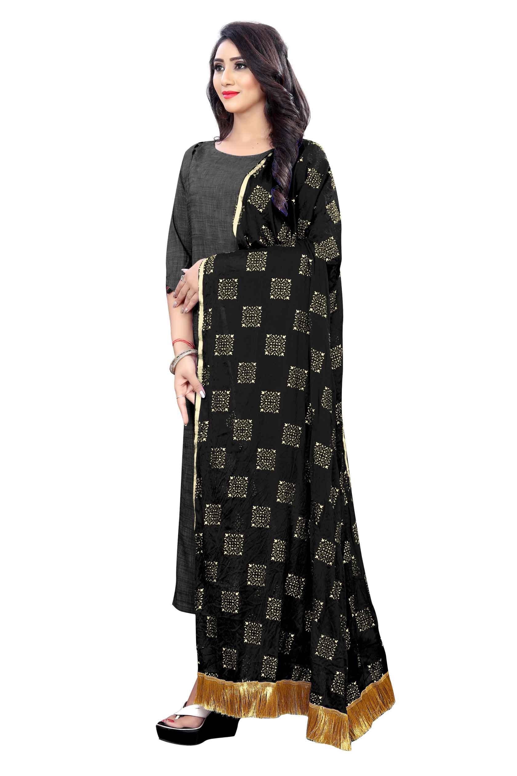 Women's Fancy Chiffon Printed Dupatta (Black)