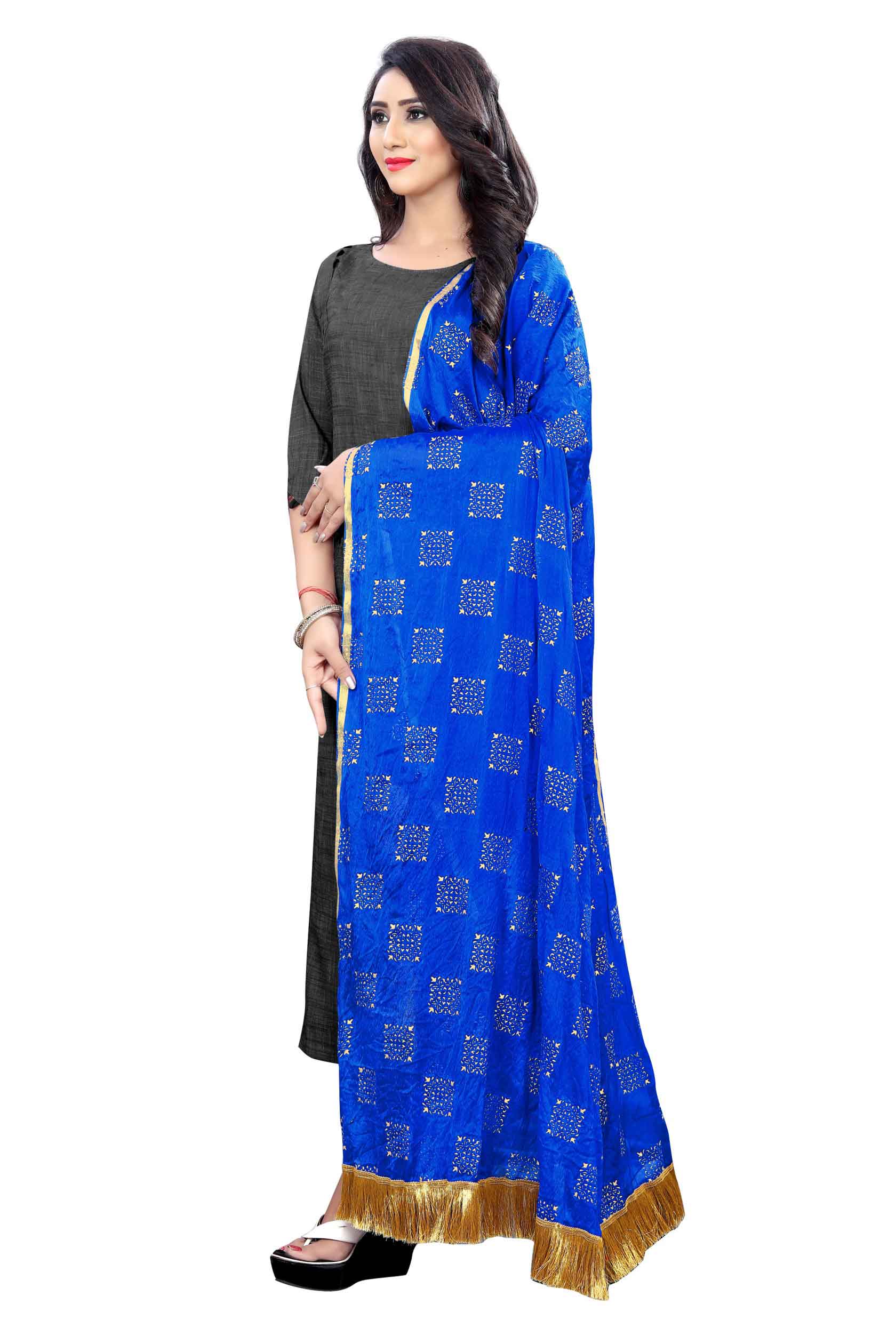 Women's Fancy Chiffon Printed Dupatta (Blue)