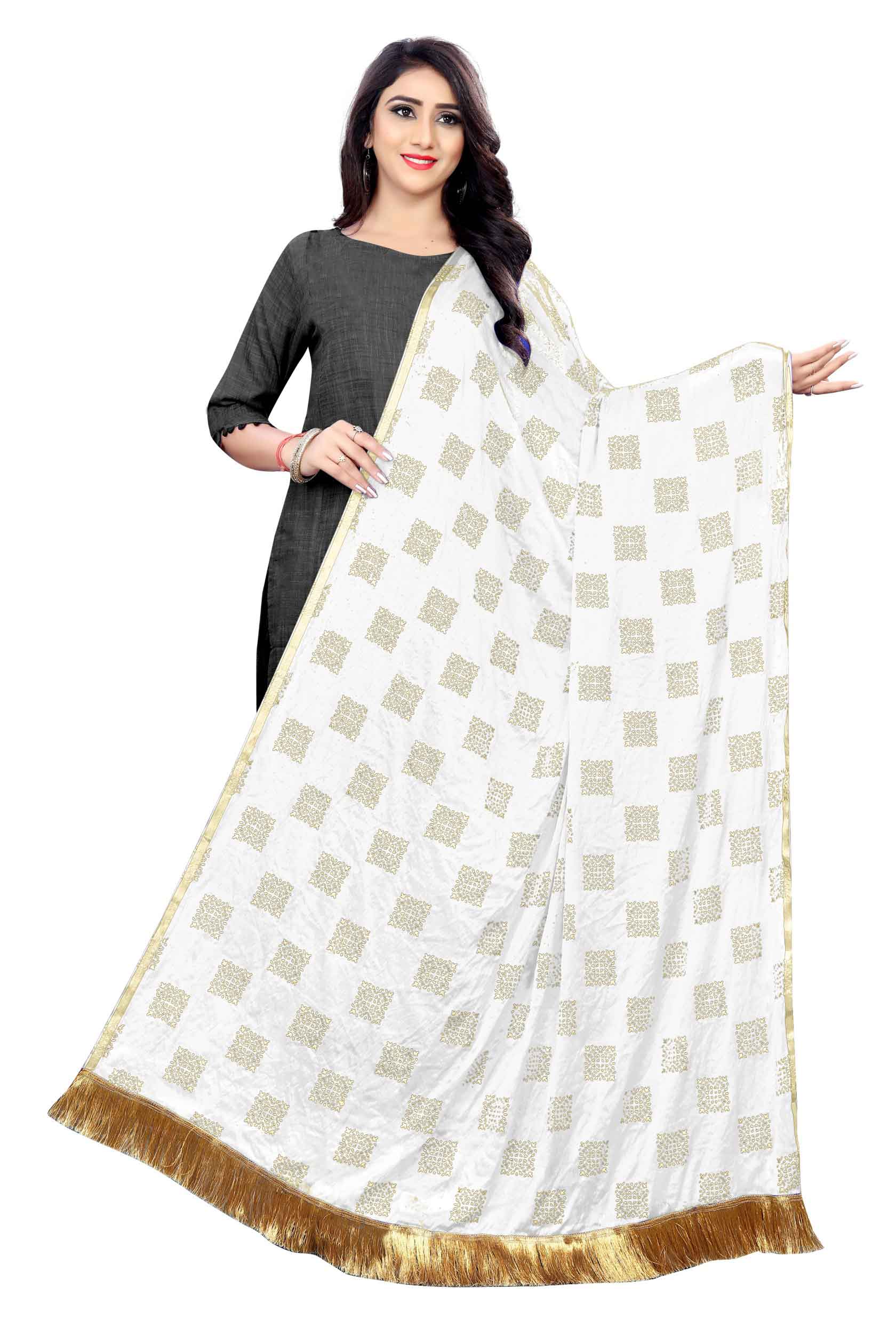 White dupatta from Rheycart, ideal for festive, casual, office, and traditional wear. This lightweight and easy-to-carry accessory adds a stylish and elegant touch to any outfit. Its versatile design enhances the ethnic look of both women and girls, making it a perfect choice for various occasions.