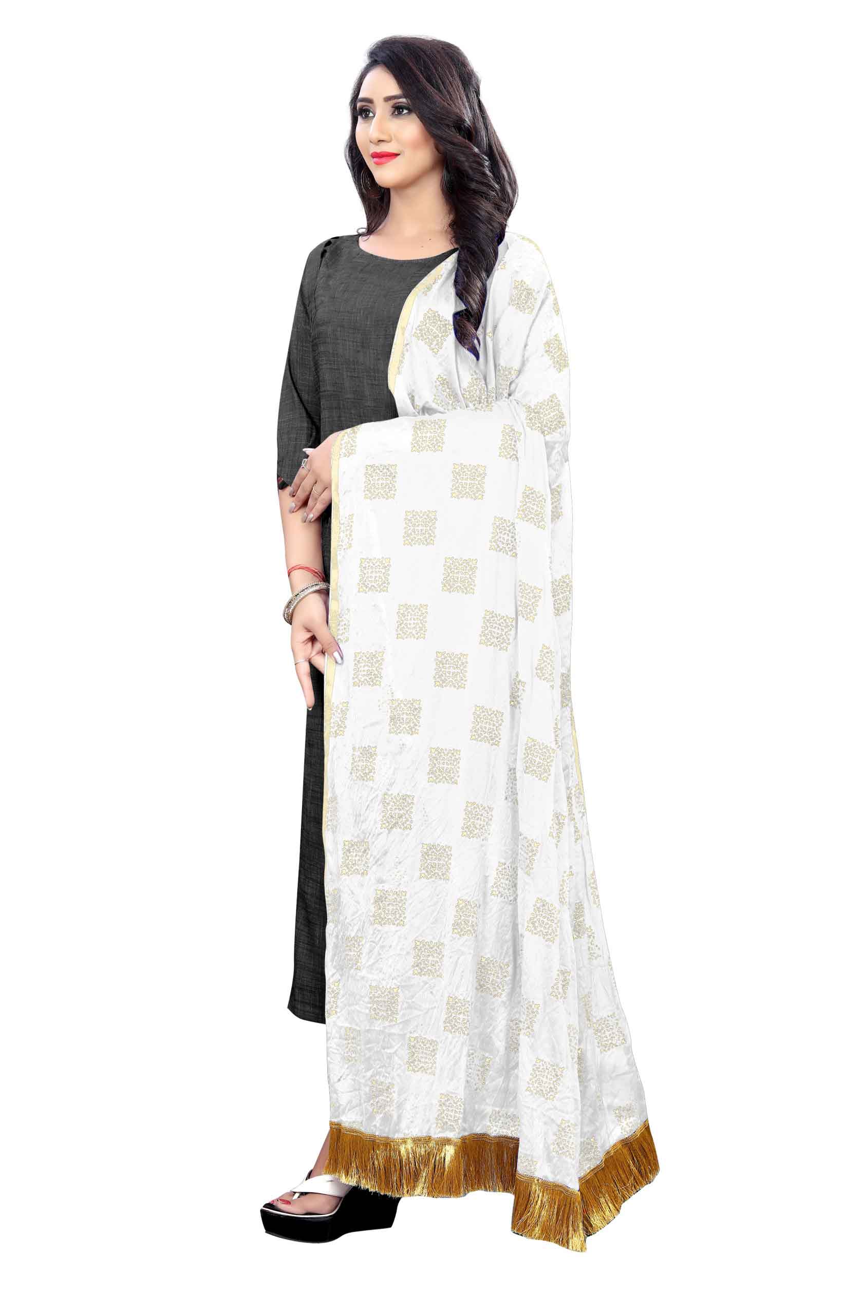 White dupatta from Rheycart, ideal for festive, casual, office, and traditional wear. This lightweight and easy-to-carry accessory adds a stylish and elegant touch to any outfit. Its versatile design enhances the ethnic look of both women and girls, making it a perfect choice for various occasions.