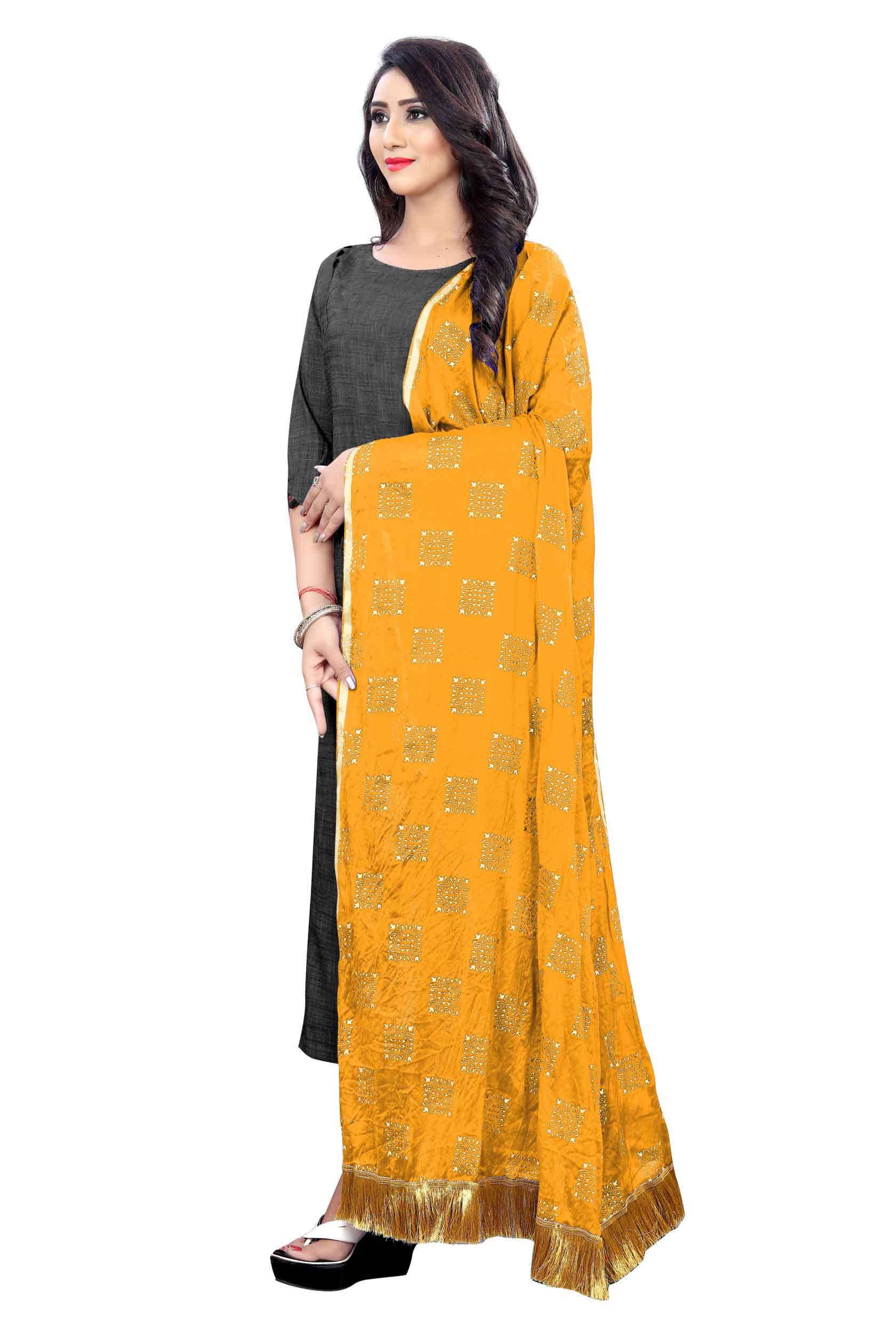 Yellow dupatta from Rheycart, ideal for festive, casual, office, and traditional wear. This lightweight and easy-to-carry accessory adds a stylish and elegant touch to any outfit. Its versatile design enhances the ethnic look of both women and girls, making it a perfect choice for various occasions.