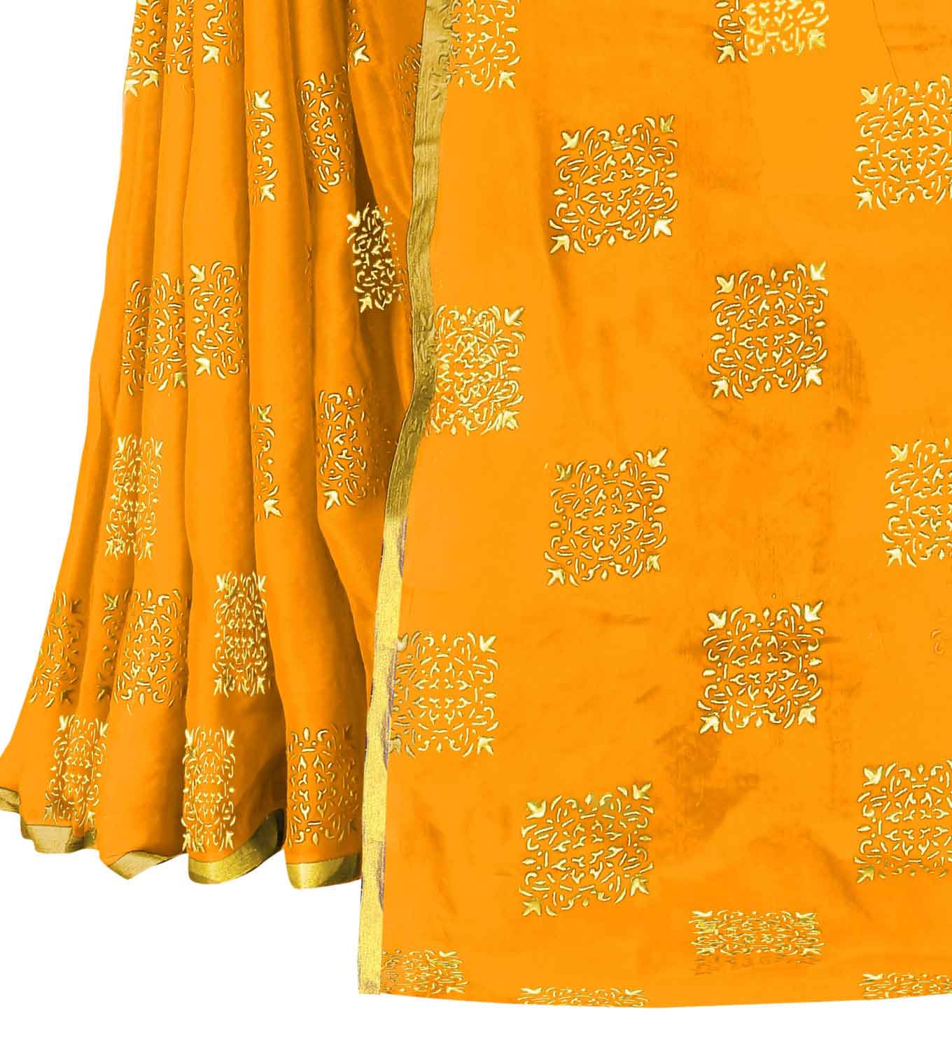 Women's Daily Wear Checks Printed Yellow Chiffon Saree With Jacquarad Blouse PIece