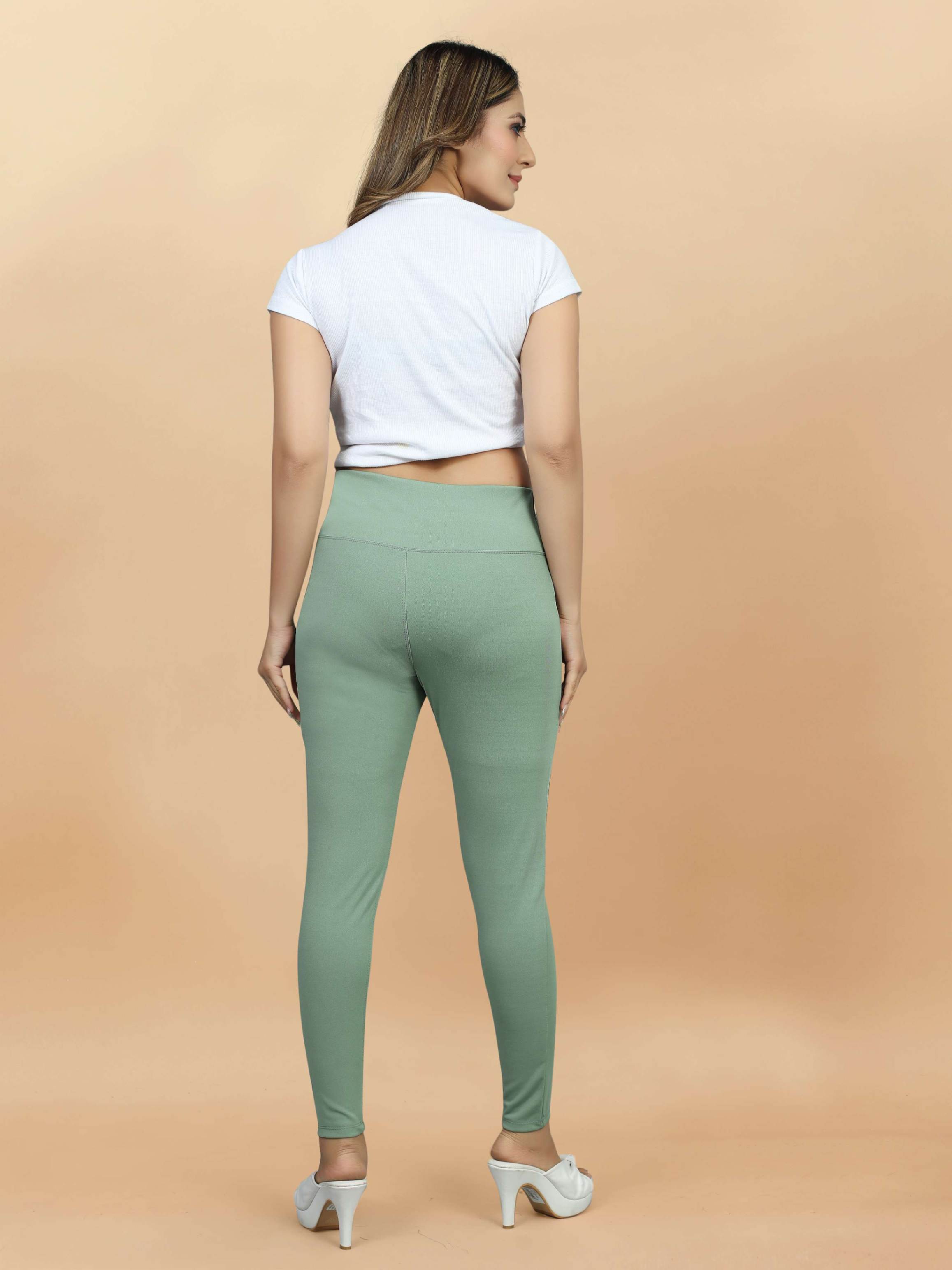 Stylish Modern Women's Jeggings with Front Pocket Detail (Green)